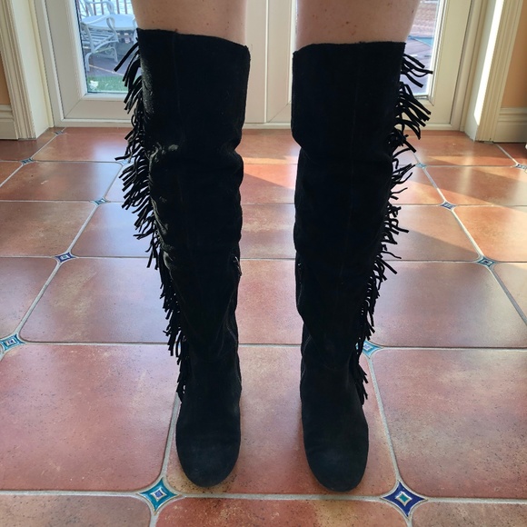 Nine West Shoes - Nine West Black Suede Over-the-Knee Boots, Size 7